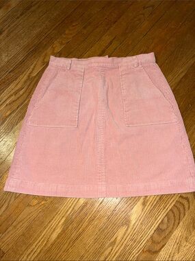 Corduroy Mini Skirt in Dusty Pink with Front Patch Pockets